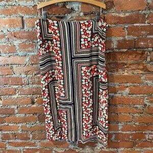 Topshop Floral and Striped Ditsy Midi Skirt – US size 8 / UK size 12